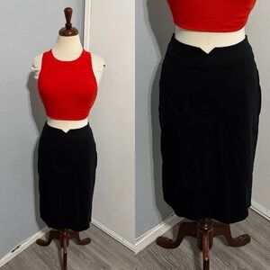 Virtue Women Elegant Black Pencil Stretchy‎ Business Casual Skirt Size 8